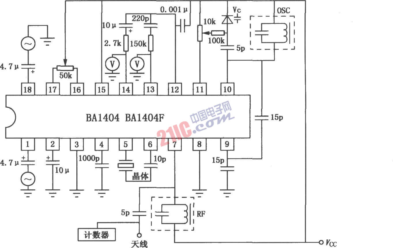BA1404/1404F <strong>FM</strong><strong>立體聲</strong><strong>發(fā)射機(jī)</strong>電路圖