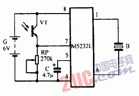 巧用M5232L作<strong>電冰箱</strong><strong>照明燈</strong><strong>故障檢測</strong>器電路圖
