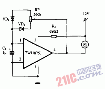 巧用TWH8751作<strong>直流電機(jī)調(diào)速器</strong><strong>電路圖</strong>