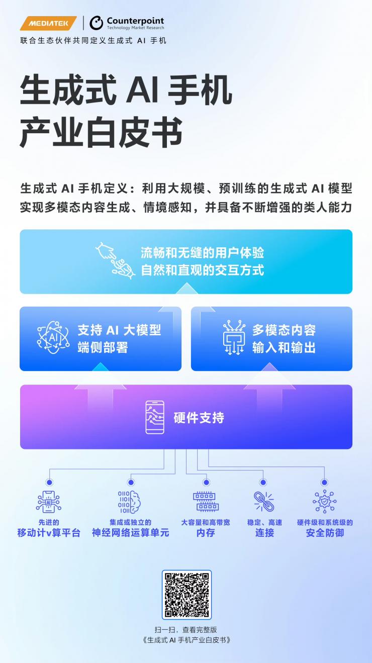MediaTek攜手生態(tài)伙伴聯(lián)合發(fā)布《生成式AI手機(jī)產(chǎn)業(yè)白皮書》，共同定義生成式AI手機(jī)