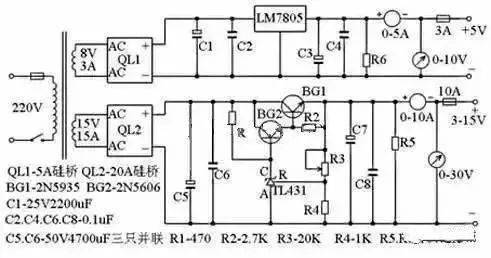 3～25V電壓可調(diào)穩(wěn)壓電路圖的設(shè)計(jì)