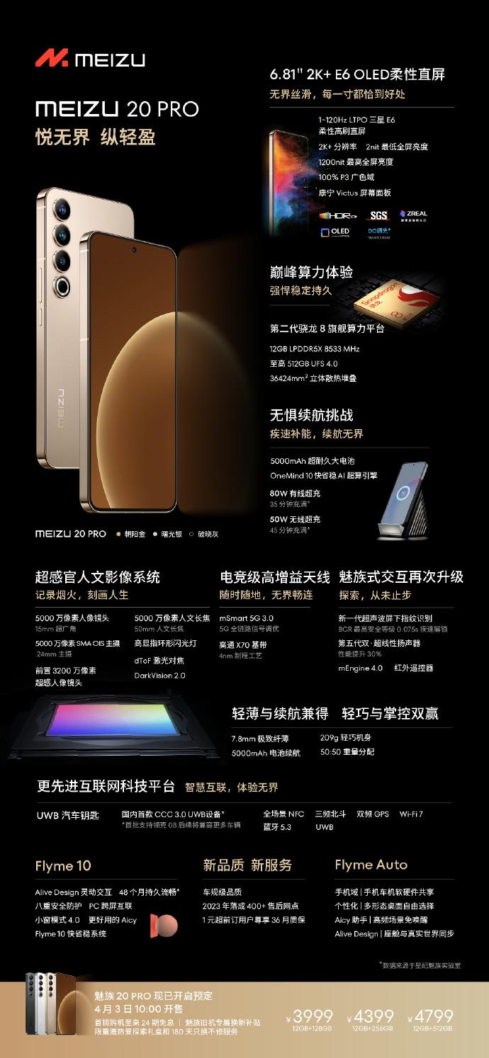 搭載高通驍龍 8 Gen 2 處理器，魅族發(fā)布 20 系列新機(jī)