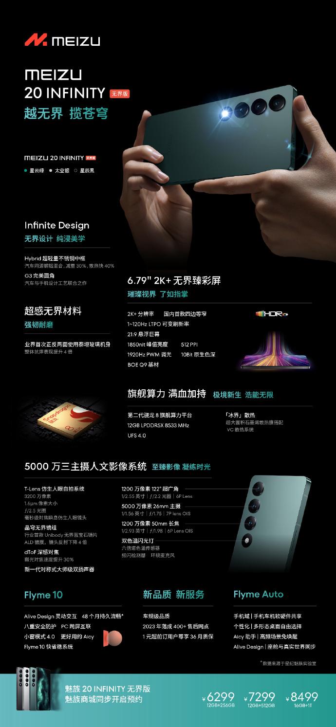搭載高通驍龍 8 Gen 2 處理器，魅族發(fā)布 20 系列新機(jī)
