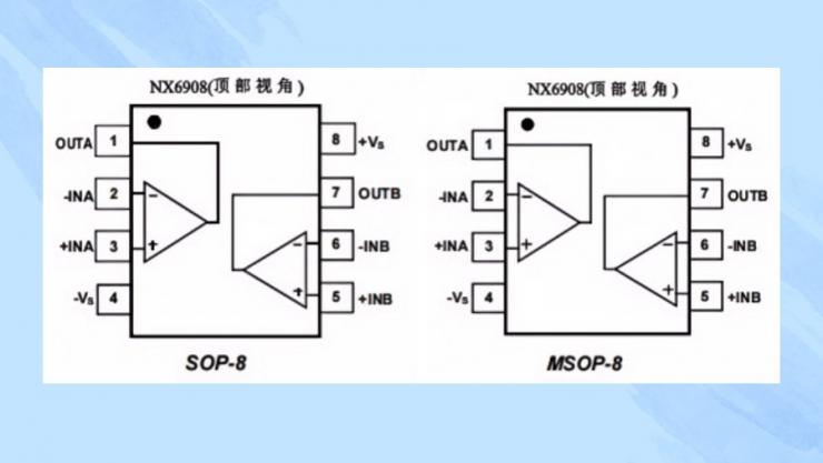 納祥科技軌對軌I/O運放NX6907/NX6908，替代SGM721、SGM722用于音響通信