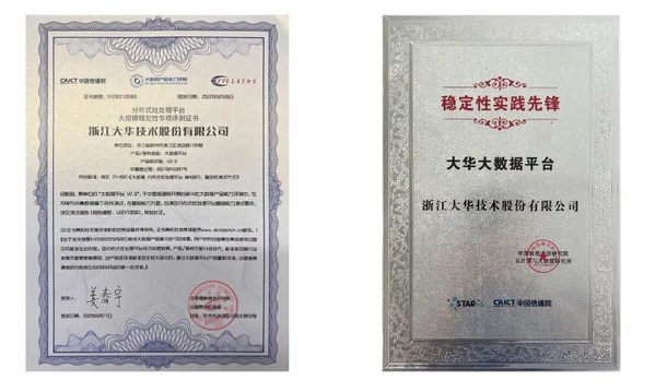 大華股份大數(shù)據(jù)平臺(tái)通過(guò)中國(guó)信通院大規(guī)模穩(wěn)定性專(zhuān)項(xiàng)評(píng)測(cè)