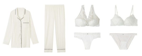 INTIMISSIMI Giorgia Little Pleasures女士時(shí)尚睡衣CLD2450 （左一）；INTIMISSIMI Giorgia Little Pleasures女士時(shí)尚睡褲PDL2450 （左二）；INTIMISSIMI Giorgia Little Pleasures無(wú)鋼托聚攏文胸RPS2450, 三角內(nèi)褲SID2450（右一）；INTIMISSIMI Giorgia Little Pleasures半罩杯文胸RI2450G, 三角內(nèi)褲SBD2450（右二）