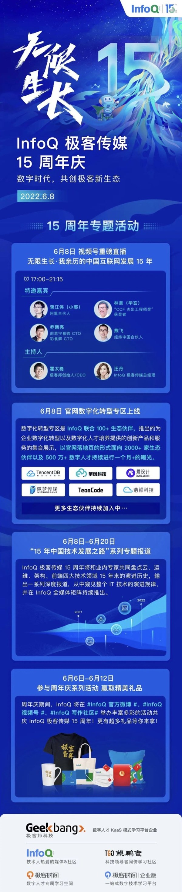 無(wú)限生長(zhǎng)，奔赴未來(lái)  InfoQ中國(guó)成立15周年系列活動(dòng)現(xiàn)已開啟