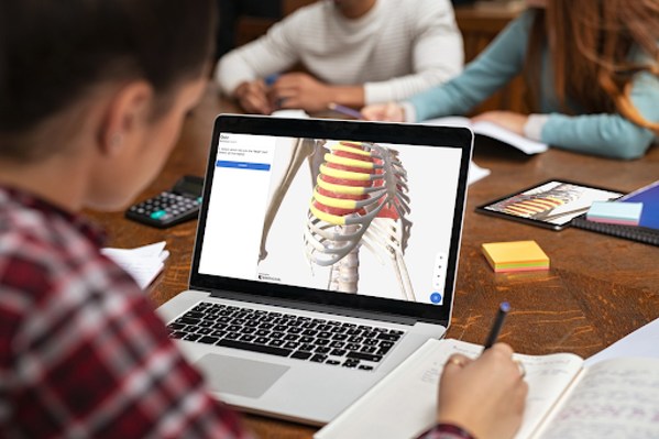 學生通過BioDigital進行3D自測