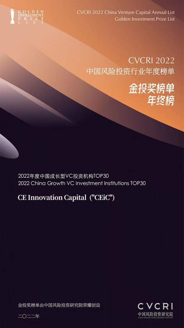 CEiC榮登CVCRI 2022中國(guó)成長(zhǎng)型VC投資機(jī)構(gòu)Top30排行榜