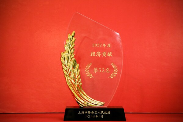 仲貿(mào)獲靜安區(qū)“2022年度經(jīng)濟貢獻企業(yè)”第52名