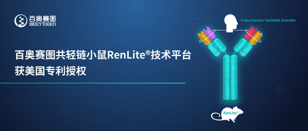 百奧賽圖共輕鏈小鼠RenLite技術(shù)平臺獲美國專利授權(quán)