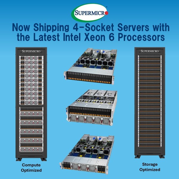 現(xiàn)已開始出貨搭載最新英特爾至強6代處理器（Intel Xeon 6 Processors）的四路服務(wù)器